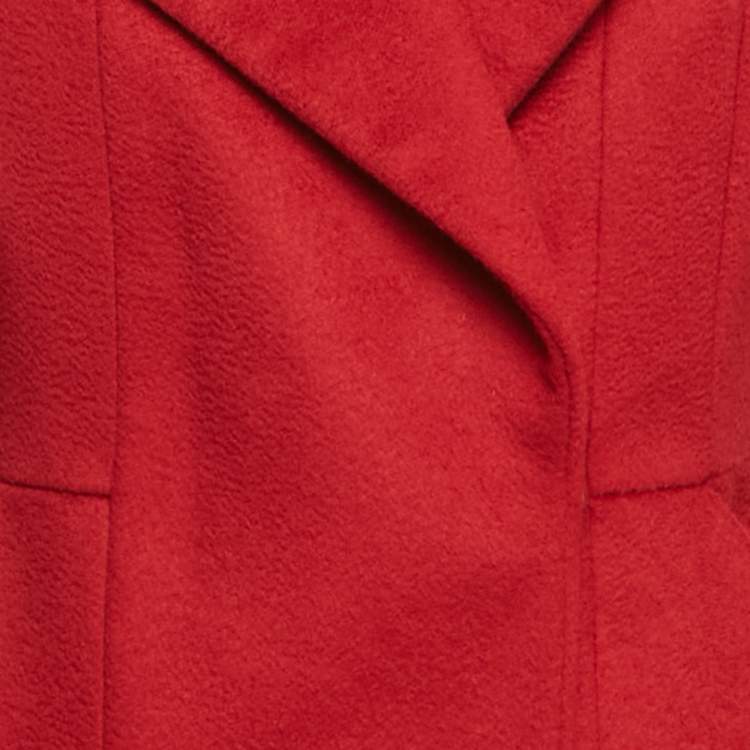 Pre Owned Sportmax Red Wool Felt Mid-Length Coat S