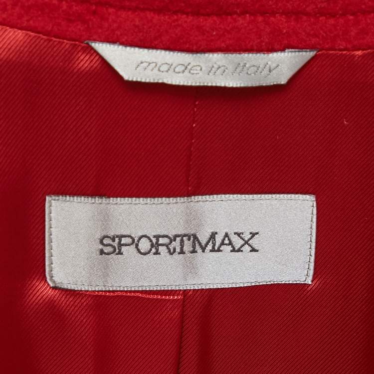 Pre Owned Sportmax Red Wool Felt Mid-Length Coat S