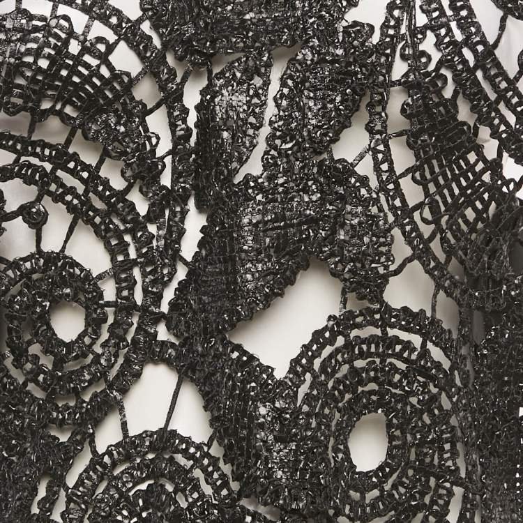 Pre Owned Sportmax Black Lace Elastic Band Trim Top S
