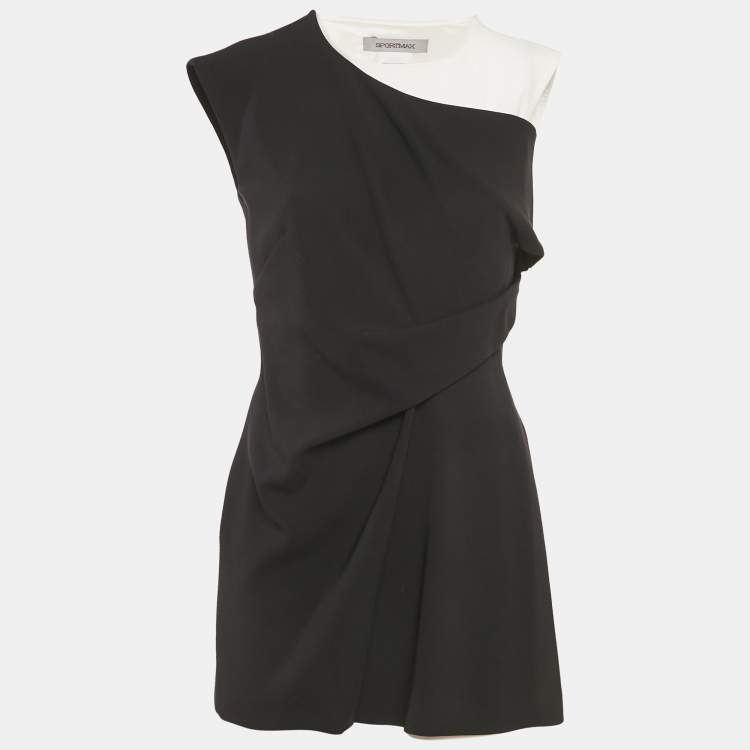 Pre Owned Sportmax Black Stretch Crepe Layered Mini Dress S
