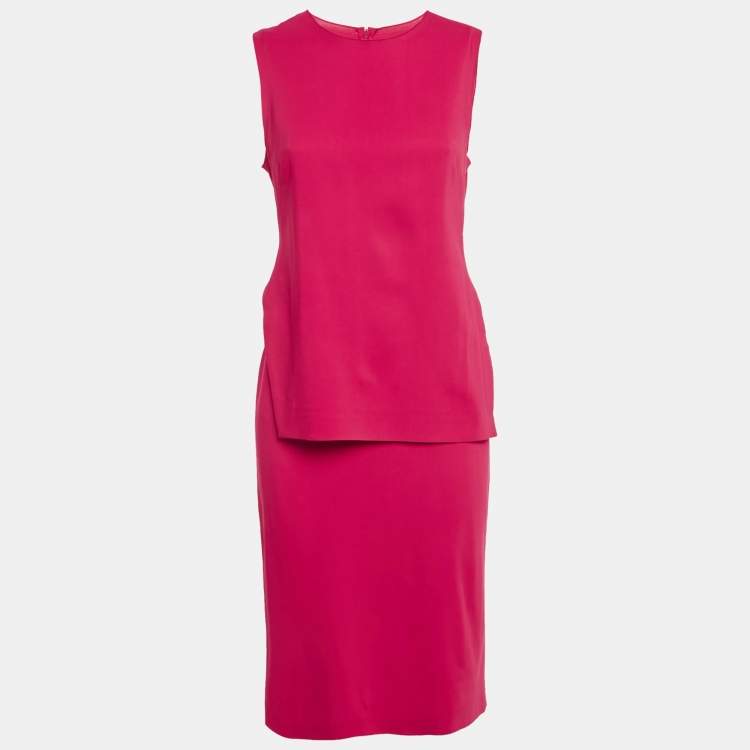 Pre Owned Sportmax Fuchsia Pink Jersey Sleeveless Knee-Length Dress M