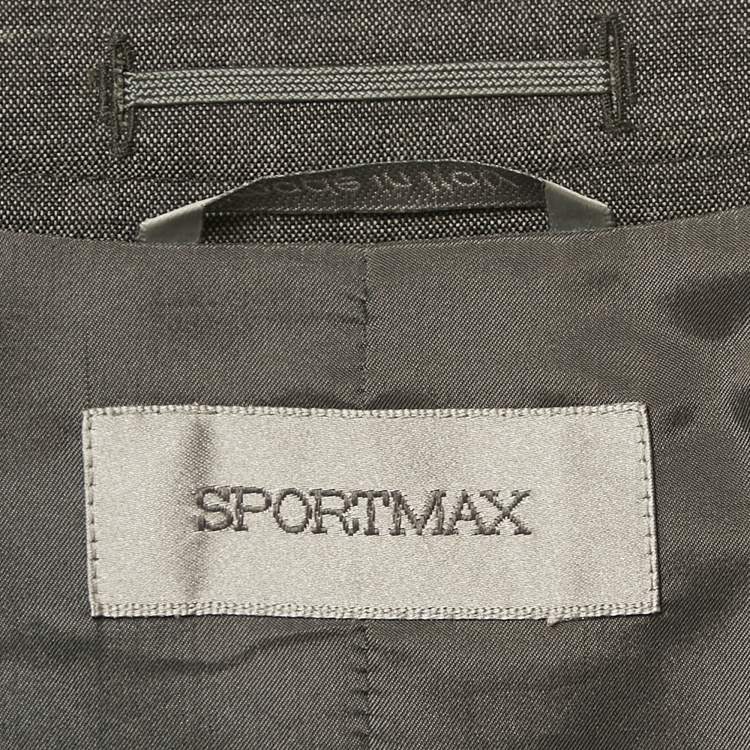 Pre Owned Sportmax Grey Wool Open Front Suit M
