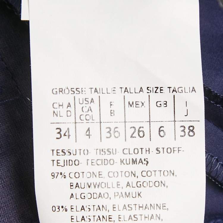 Pre Owned Sportmax Navy Blue Cotton Contrast Side Trim Wide Leg Trousers S