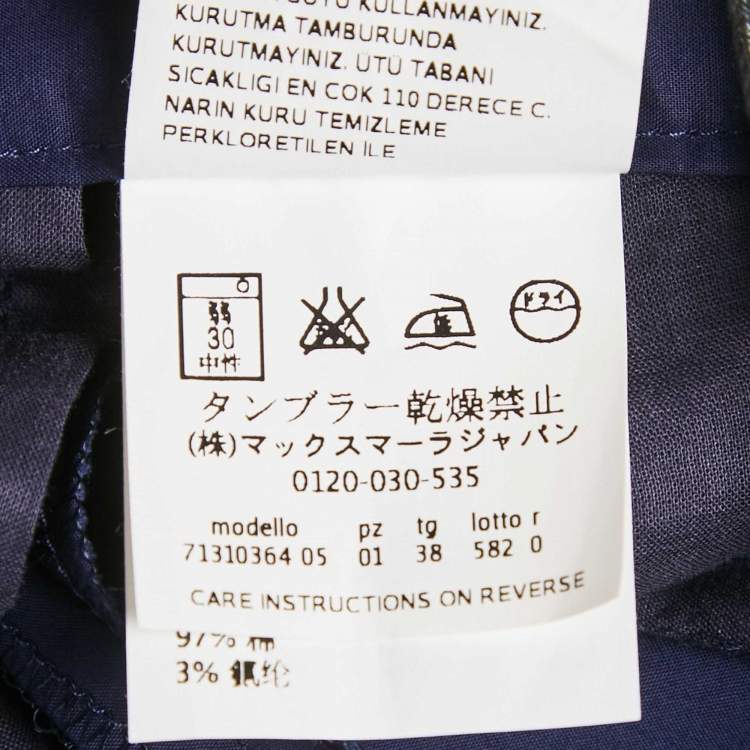Pre Owned Sportmax Navy Blue Cotton Contrast Side Trim Wide Leg Trousers S