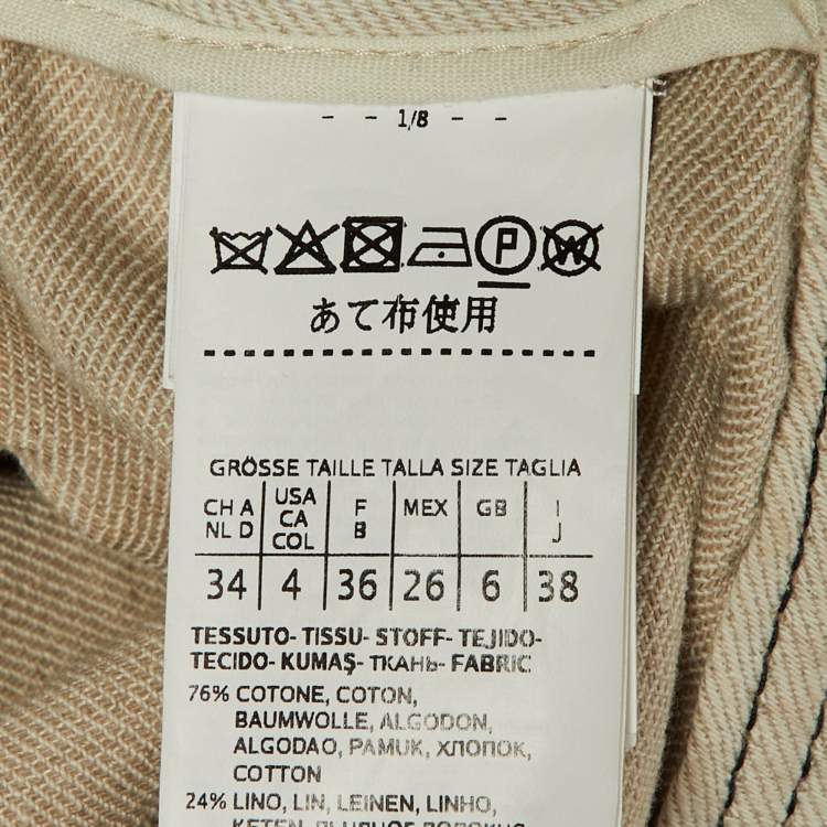 Pre Owned Sportmax Ecru Cotton & Linen Zip Up Jacket S