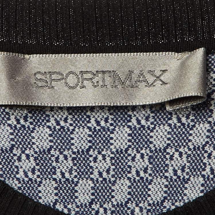 Pre Owned Sportmax Blue Check Pattern Knit Midi Dress M