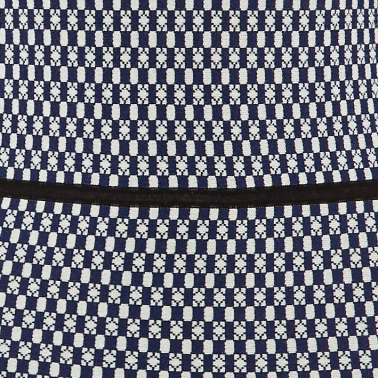 Pre Owned Sportmax Blue Check Pattern Knit Midi Dress M