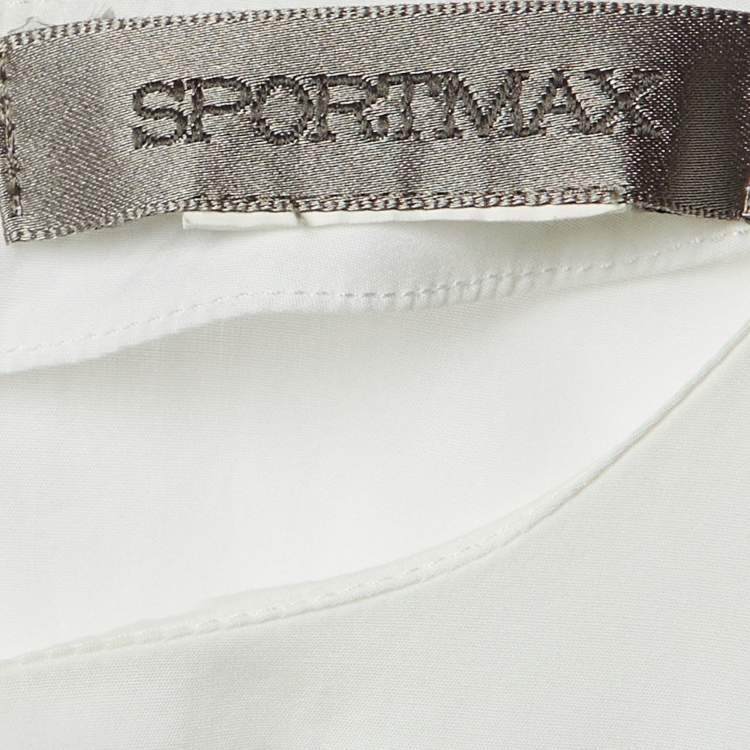 Pre Owned Sportmax White Cotton Belted Handkerchief Hem S