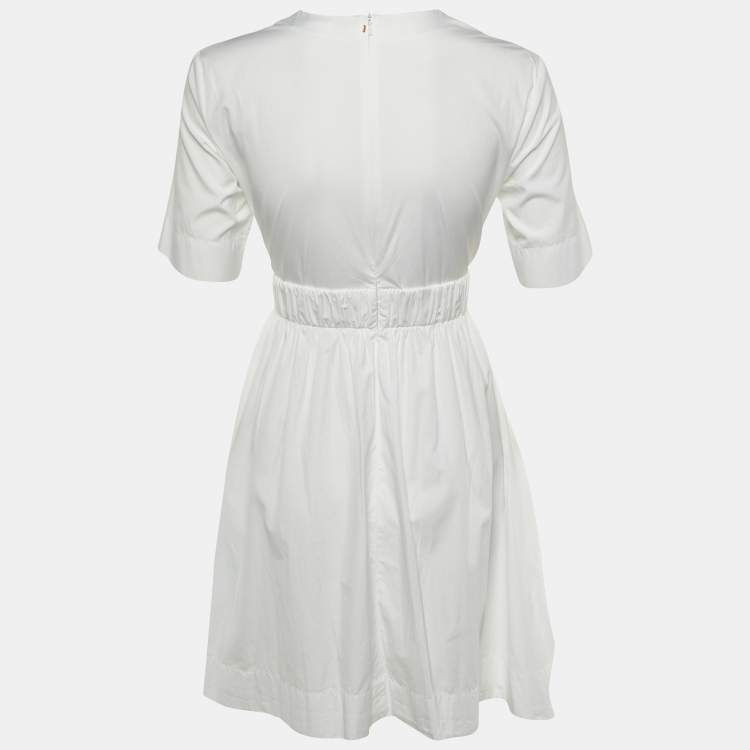 Pre Owned Sportmax White Cotton Belted Handkerchief Hem S