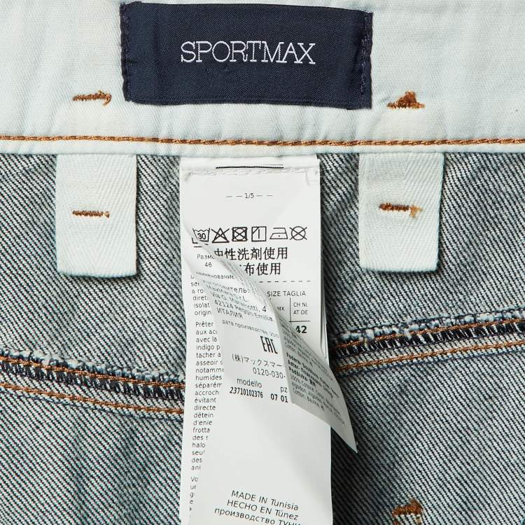 Pre Owned Sportmax Blue Denim Long Skirt L