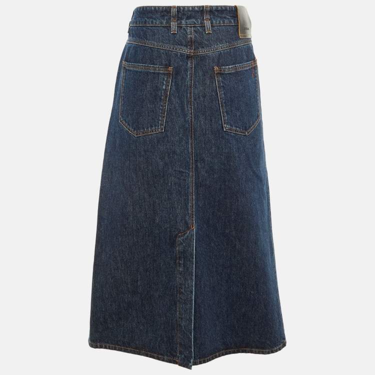 Pre Owned Sportmax Blue Denim Long Skirt L