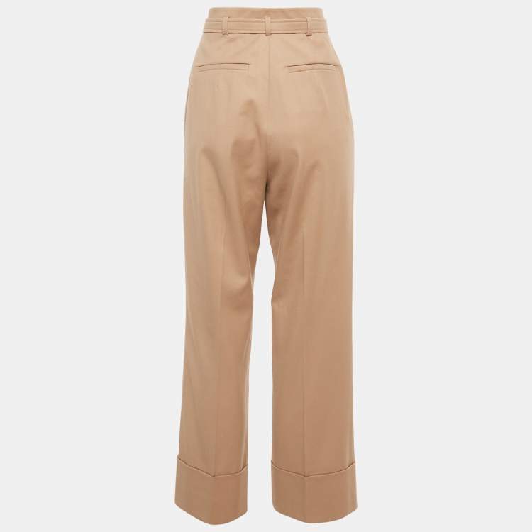 Pre Owned Sportmax Code Pink Gabardine Belted Straight-Leg Pants S