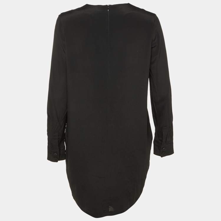 Pre Owned Sportmax Code Black Floral Print Silk Mini Dress M