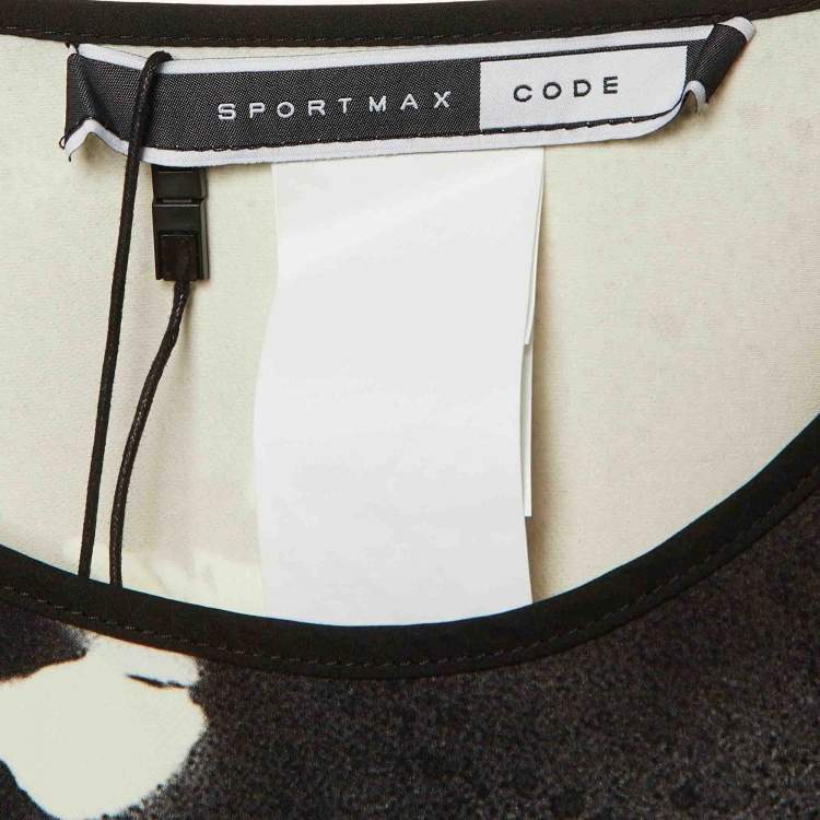 Pre Owned Sportmax Code Black Printed Jersey Mini Dress L