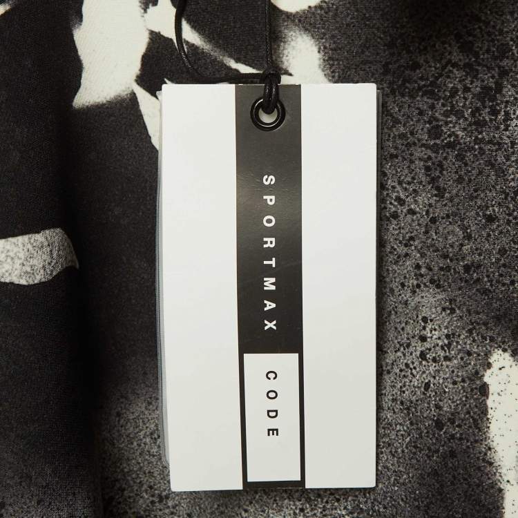 Pre Owned Sportmax Code Black Printed Jersey Mini Dress L