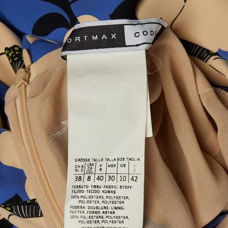 Pre Owned Sportmax Code Blue Floral Print Crepe Mini Dress L