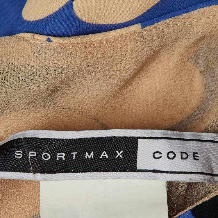 Pre Owned Sportmax Code Blue Floral Print Crepe Mini Dress L