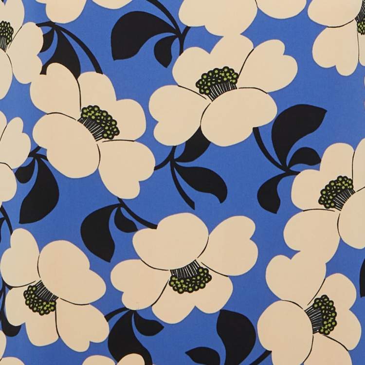 Pre Owned Sportmax Code Blue Floral Print Crepe Mini Dress L