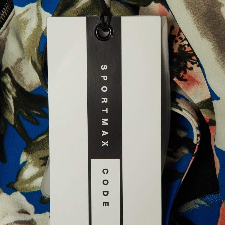 Pre Owned Sportmax Code Blue Floral Print Crepe Mini Dress M