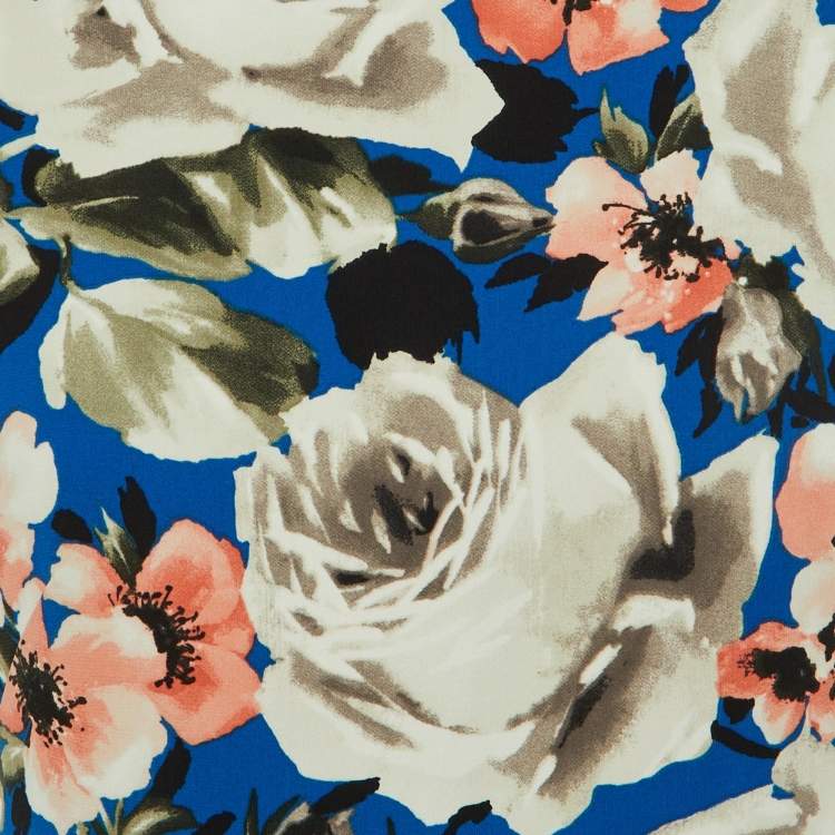 Pre Owned Sportmax Code Blue Floral Print Crepe Mini Dress M