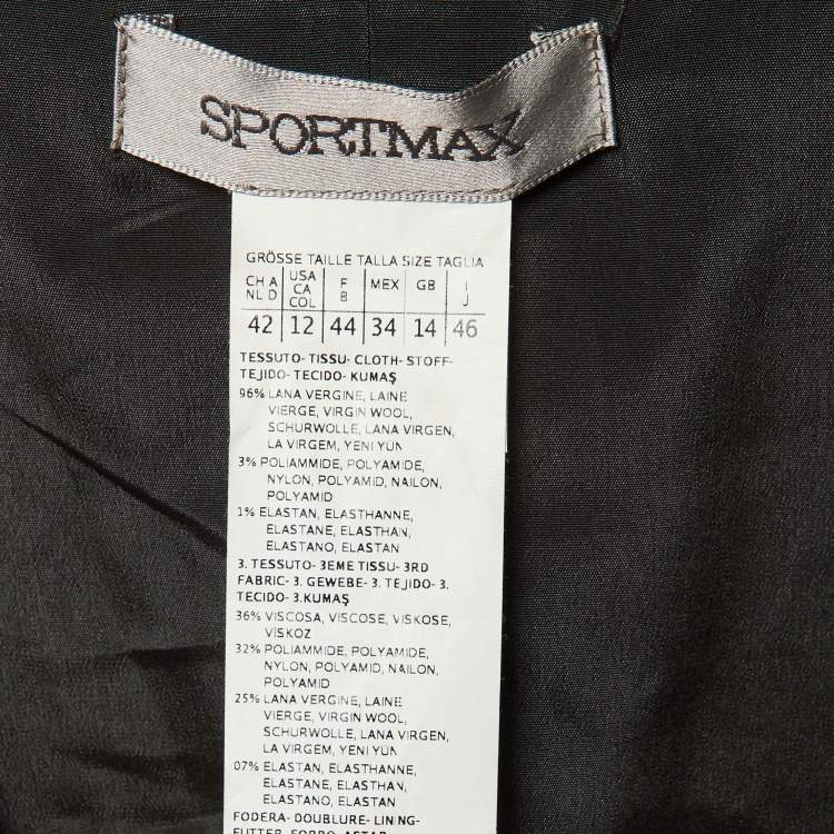 Pre Owned Sportmax Grey/Black Wool Sleeveless Dress M