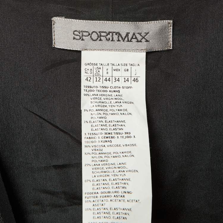 Pre Owned Sportmax Grey/Black Wool Sleeveless Dress M