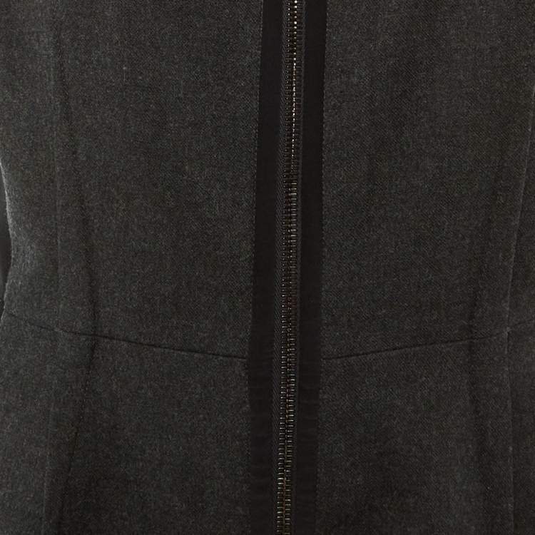 Pre Owned Sportmax Grey/Black Wool Sleeveless Dress M