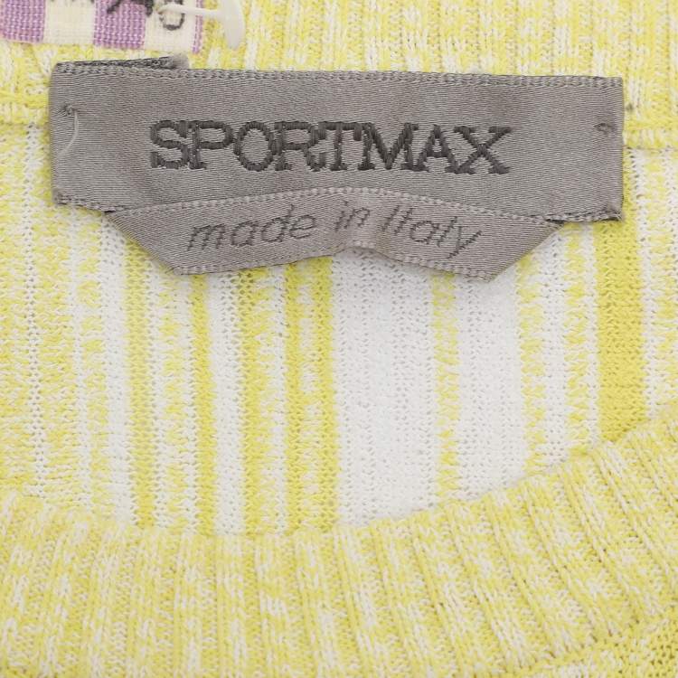 Pre Owned Sportmax Tri-Color Stretch Knit Long Sleeve Tops L
