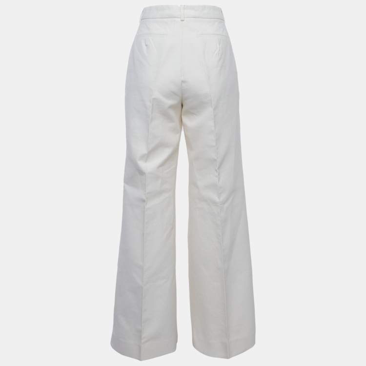 Pre Owned Sportmax Cream Gabardine Wide Leg Pants L