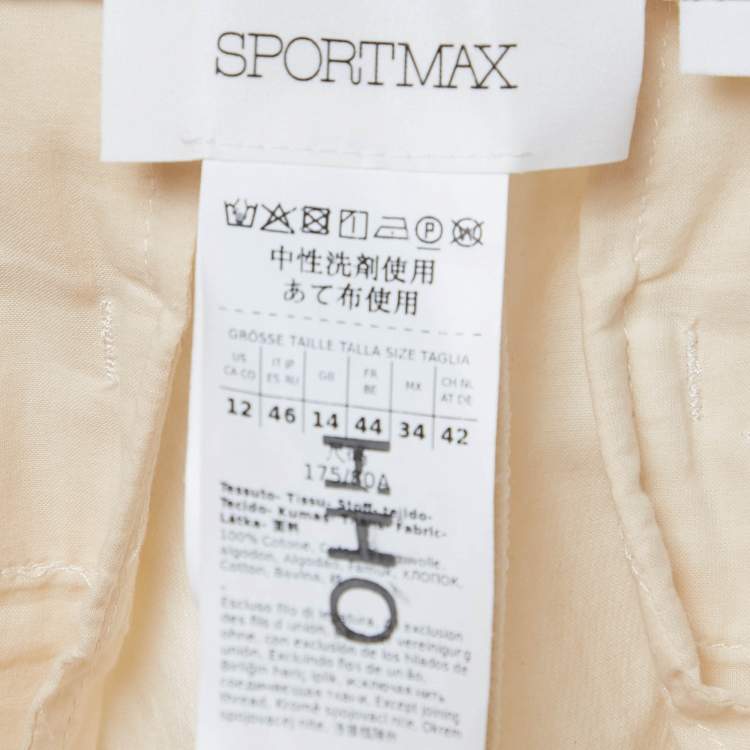 Pre Owned Sportmax Cream Gabardine Wide Leg Pants L