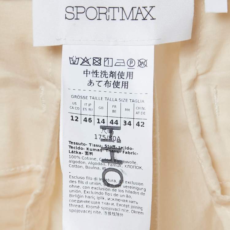 Pre Owned Sportmax Cream Gabardine Wide Leg Pants L