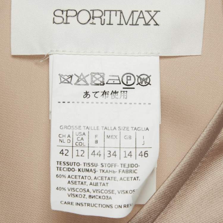Pre Owned Sportmax Beige Satin Flared Maxi Dress L