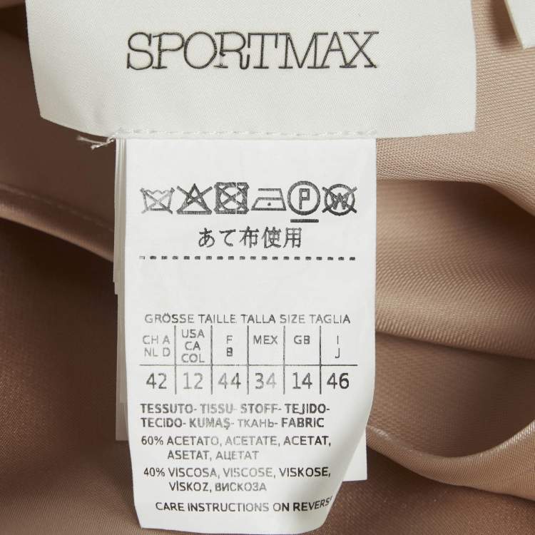 Pre Owned Sportmax Beige Satin Flared Maxi Dress L