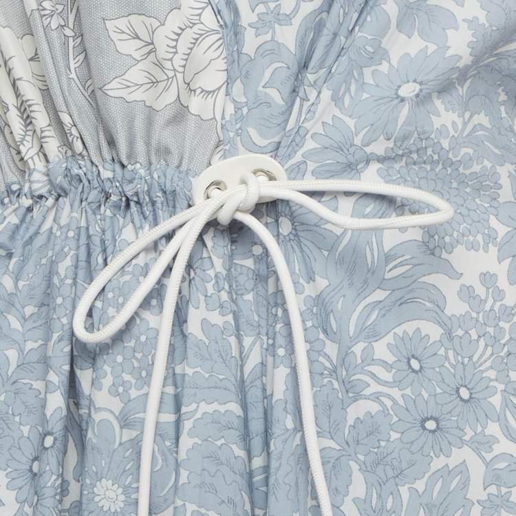 Pre Owned Sportmax Blue Floral Print Asymmetrical Midi Dress M