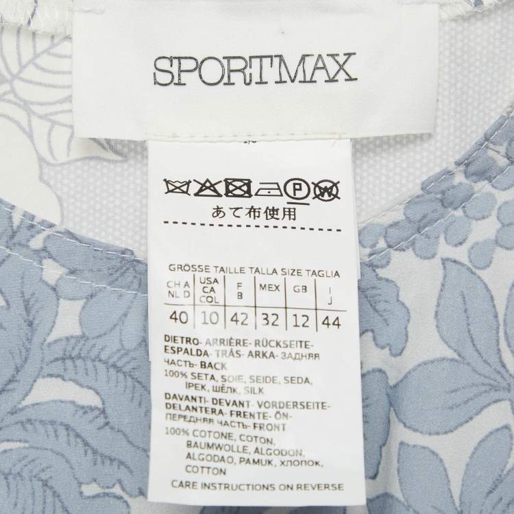 Pre Owned Sportmax Blue Floral Print Asymmetrical Midi Dress M