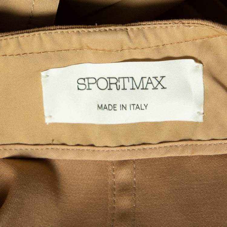 Pre Owned Sportmax Beige Cotton & Georgette Double Breasted Pleated Belted Coat S