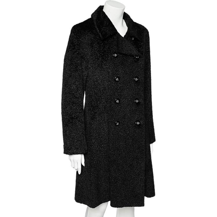 Pre Owned Sportmax Black Faux Fur Double Breasted Coat M