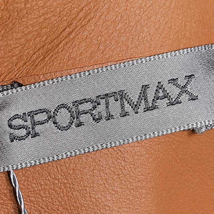Pre Owned Sportmax Brown Leather Belted Wrap Sleeveless Jacket M