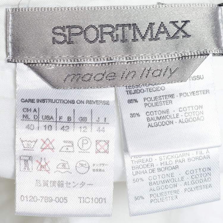 Pre Owned Sportmax White Cotton Blend Pleated Skirt M