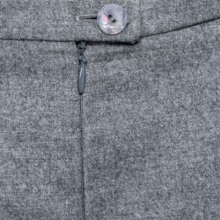 Pre Owned Sportmax Grey Wool High Slit Pencil Skirt S