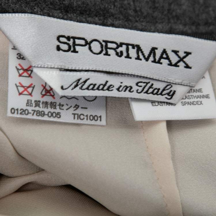 Pre Owned Sportmax Grey Wool High Slit Pencil Skirt S