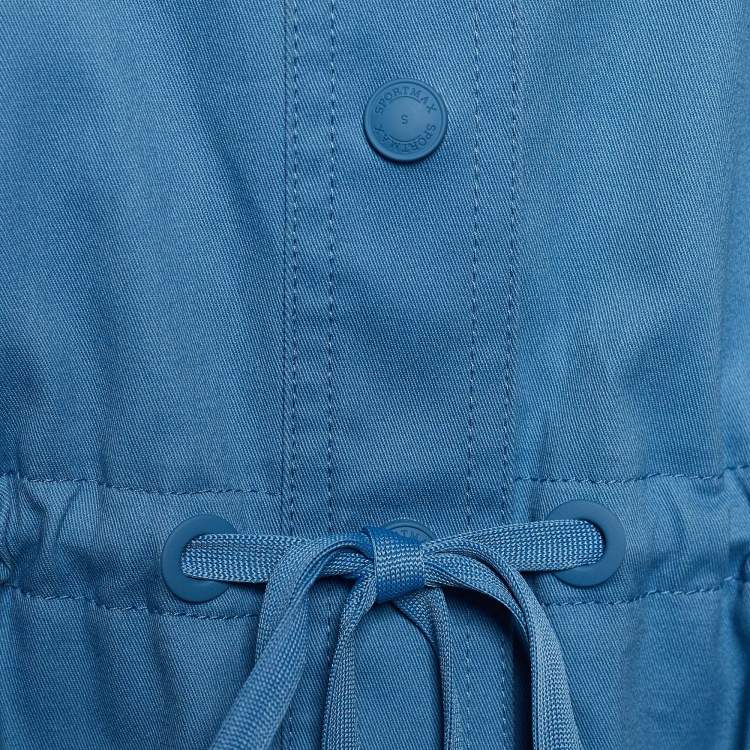 Pre Owned Sportmax Blue Stretch Cotton Ribbed Long Sleeve Dress M