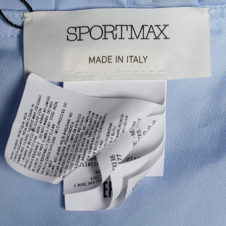 Pre Owned Sportmax Blue Crepe Pleated Floral Print Slip Dress S