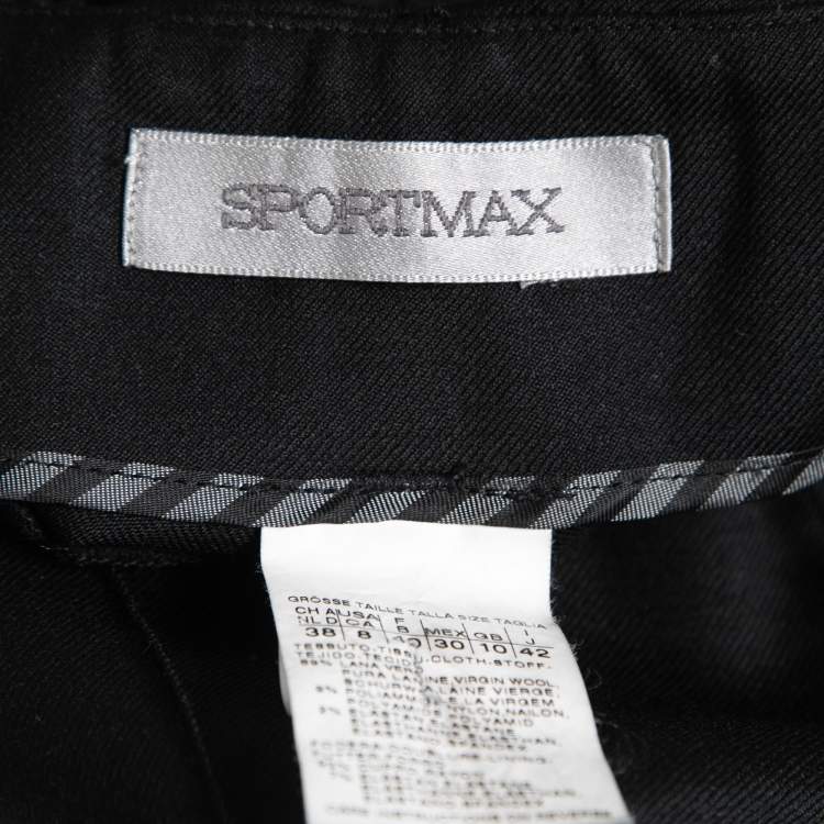 Pre Owned Sportmax Black Crepe High-Waisted Skinny Trousers M   