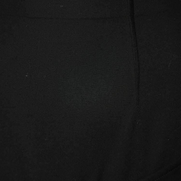 Pre Owned Sportmax Black Wool Crepe Ruffle Detail Midi Skirt M