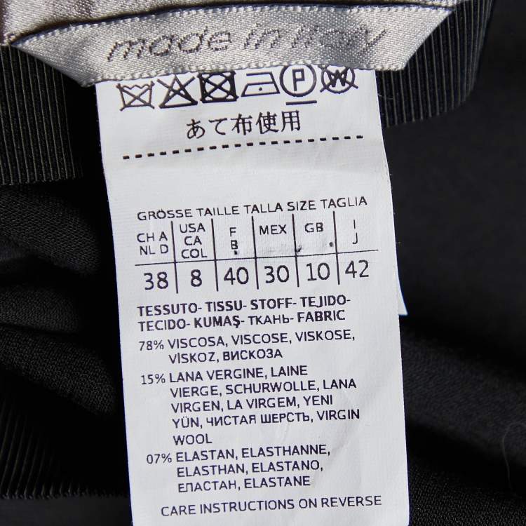 Pre Owned Sportmax Black Wool Crepe Ruffle Detail Midi Skirt M