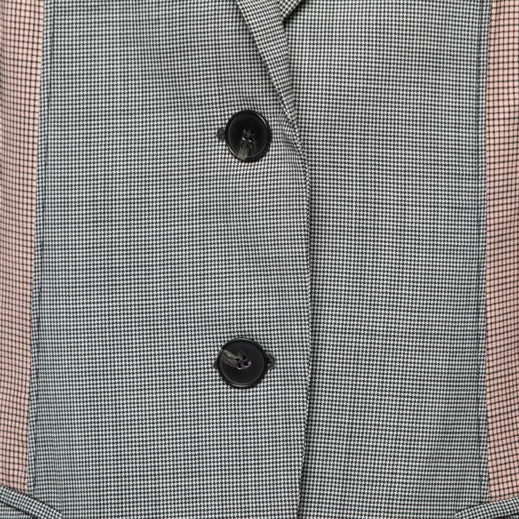 Pre Owned Sportmax Black & Pink Patterned Wool Single-Breasted Blazer M