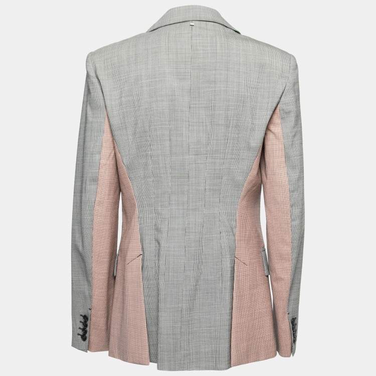 Pre Owned Sportmax Black & Pink Patterned Wool Single-Breasted Blazer M