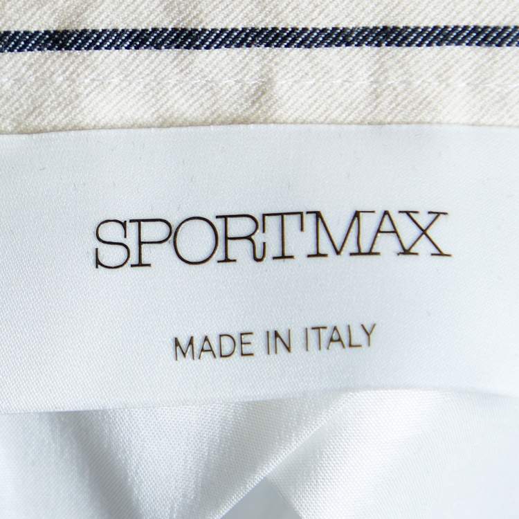 Pre Owned Sportmax White & Beige Striped Cotton Blazer L