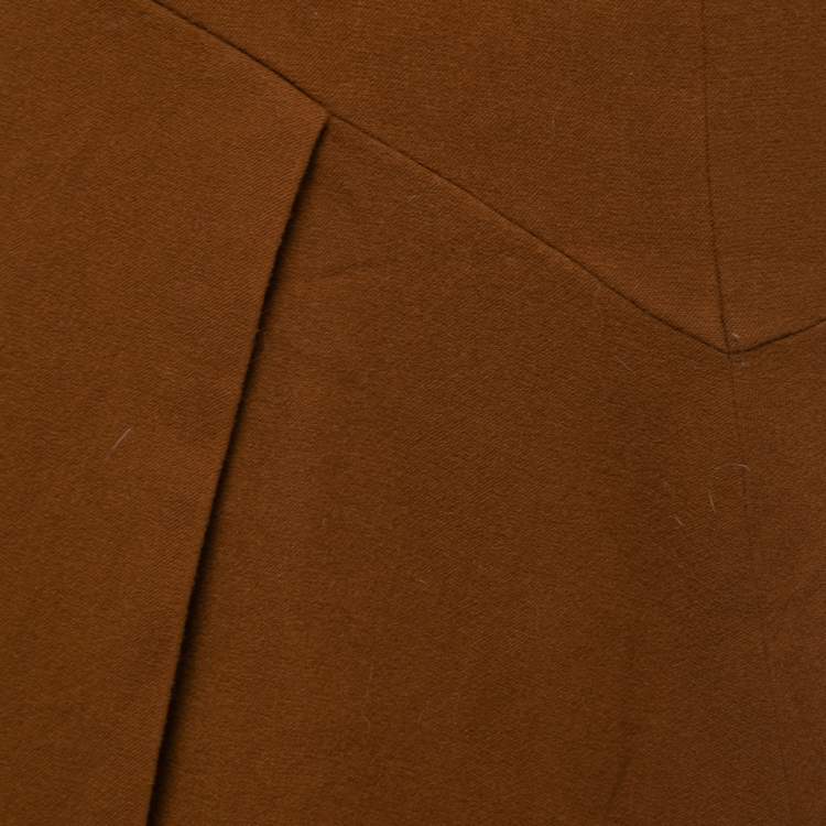 Pre Owned Sportmax Brown Wool A-Line Skirt M